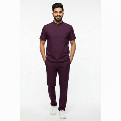 Men Collar Scrubs ( WINE )